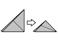 作り方１１　更に半分に折り、更に図のように折る。